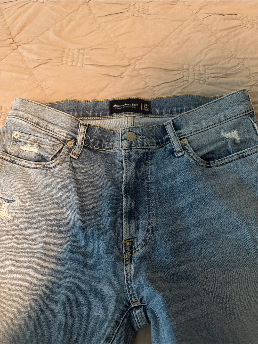 Abercrombie & Fitch Men's Light Blue Slim Straight Jeans